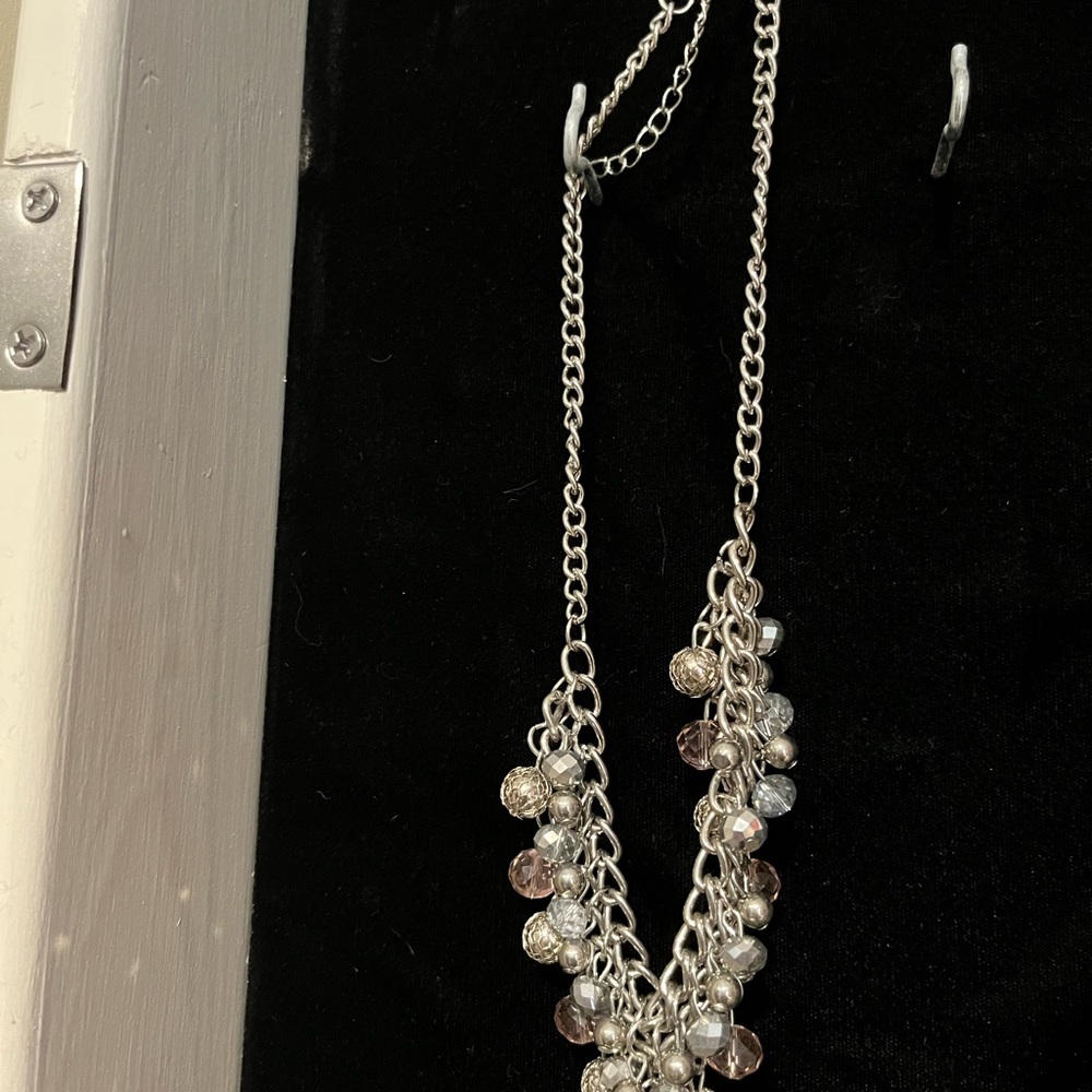 Silver & Pastel Pink Statement Necklace